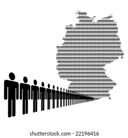 Map of Germany made of people with line of men
