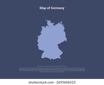  Karte von Deutschland, minimalistische Vektorsilhouette in weichem Blau auf dunklem Hintergrund