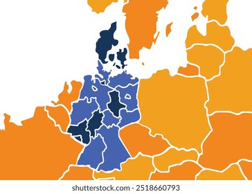 Mapa de Alemanha cores modernas vetor.earth geografia, político, relatórios, cidade, infográfico, político, conceito, contorno.