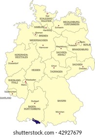 Map of Germany, national boundaries and national capitals svg