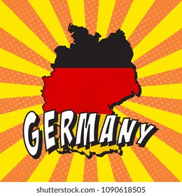 map of germany with national flag in pop art style