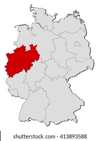 Map - Germany, North Rhine-Westphalia - 3D-Illustration