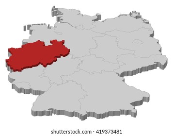 Map - Germany, North Rhine-Westphalia - 3D-Illustration