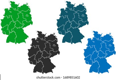 mapa de Alemania . mapa original.variedad de colores en fondo blanco. Ilustración vectorial, pasos 10.