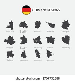 Mapa de las regiones de Alemania elemento gráfico Diseño de plantilla de ilustración
