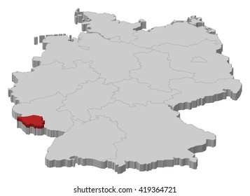 Map - Germany, Saarland - 3D-Illustration