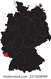 Map of Germany with Saarland isolated.