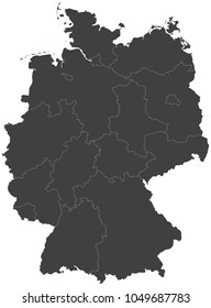 Map of Germany split into regions
