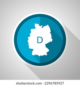 Map of Germany symbol, flat design vector blue icon with long shadow