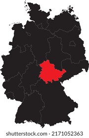 Map of Germany with Thuringen region marked.