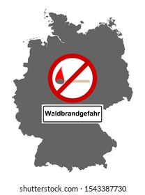 Map of Germany and traffic sign forest fire