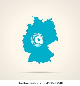 Map of Germany in Turkic Council flag colors