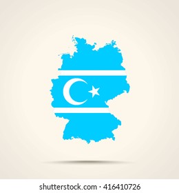 Map of Germany in Turkmeneli flag colors