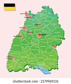 Baden-Württemberg map in Germany. Vector illustration