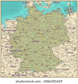 Map of Germany vintage fantasy style