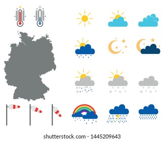 Map Of Germany With Weather Symbols