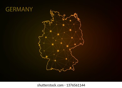 map of Germany. Wire frame 3D mesh polygonal network line, design sphere, dot and structure. Vector illustration eps 10. - Vector - Vector