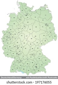 Map of Germany with zip codes in green