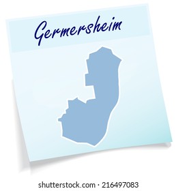 Map of Germersheim as sticky note in blue