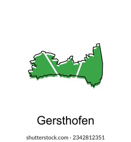 mapa de la plantilla de diseño de Gersthofen, geométrico con diseño de ilustración de contorno