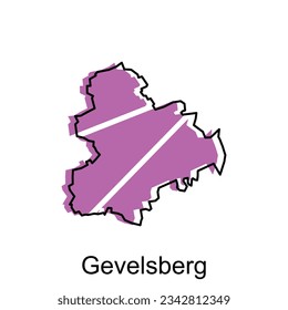 map of Gevelsberg design template, geometric with outline illustration design