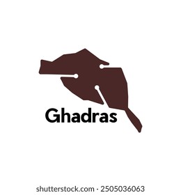 Mapa de las fronteras nacionales de Ghadras, ciudades importantes con tecnología de puntos, Plantilla de diseño de Ilustración vectorial de país del mapa mundial