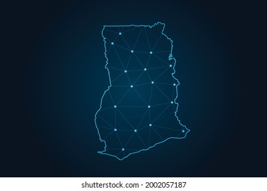 Map of ghana , Abstract mash line and point scales on dark background for your web site design map logo, app, ui,Travel. Vector illustration eps 10.