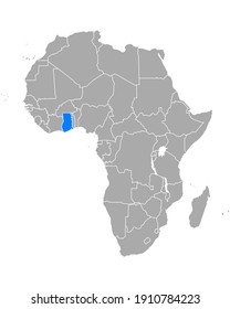 Map Of Ghana In Africa On White