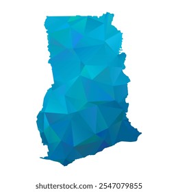 Mapa de Gana - Blue Polygonal Design For Your. Ilustração vetorial eps 10.