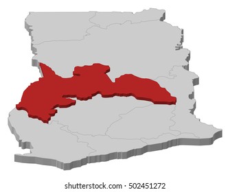 Map - Ghana, Brong-Ahafo - 3D-Illustration