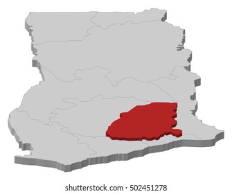 Map - Ghana, Eastern - 3D-Illustration