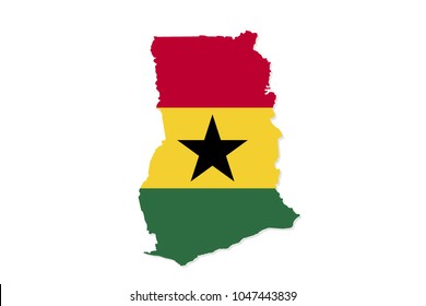 Map of Ghana with flag,vector illustration