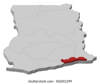 Map - Ghana, Greater Accra - 3D-Illustration