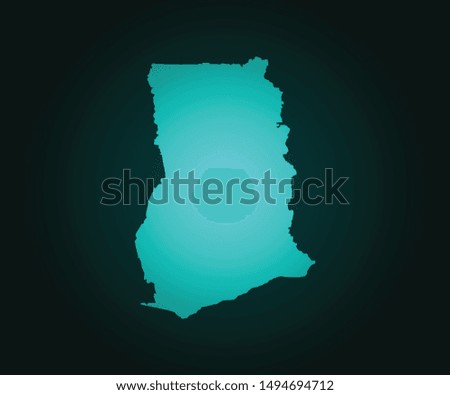 Map of Ghana green vector isolated on dark background. High detailed green vector map, Ghana symbol for your web site design map - Vector illustration eps 10.