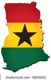 map of Ghana with the image of the national flag