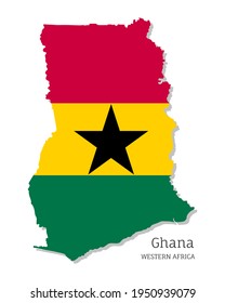 Mapa de Ghana con bandera nacional