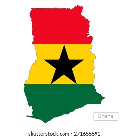 Map of Ghana with an official flag. Illustration on white background