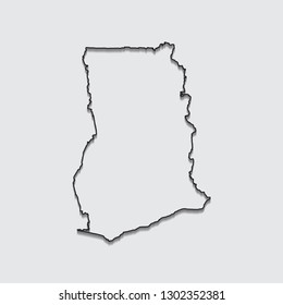 map of Ghana with shadow on gray background.eps10