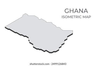Map of the Ghana in simple isometric form. Illustration of isometric map of the country.
