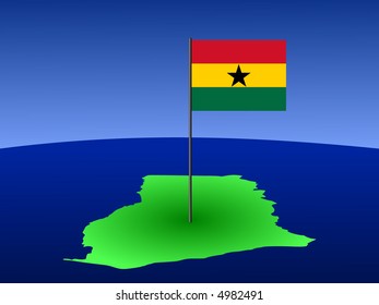 mapa de Ghana y su bandera en la ilustración de polo
