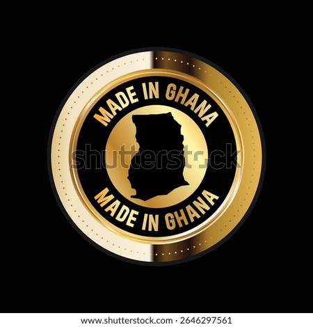 Map of Ghana. Vector illustration. Logo, Icon, and Symbol. Ghana map gold seal. 