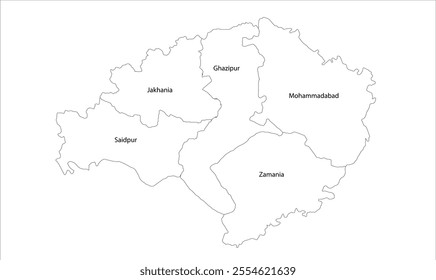 Map of Ghazipur Ditrict Block, Ghazipur District, Uttar Pradesh State, Republic of India, Government of  Uttar Pradesh, Indian territory, Eastern India, politics, village, tourism