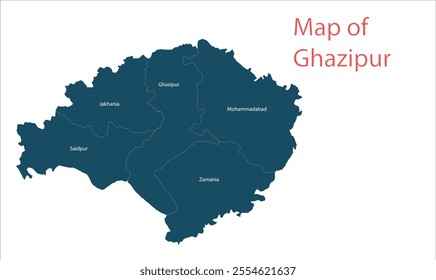 Map of Ghazipur Ditrict, Ghazipur District, Uttar Pradesh State, Republic of India, Government of  Uttar Pradesh, Indian territory, Eastern India, politics, village, tourism