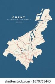 Map of Ghent - Gent - Belgium graphic element Illustration template design
