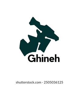 Mapa de las fronteras nacionales de Ghineh, ciudades importantes con tecnología de puntos, Plantilla de diseño de Ilustración vectorial de país del mapa mundial