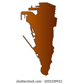 Map of Gibralta - Map of the city and each border separately. Brown Gold eps Vector Illustration 10