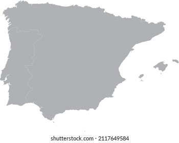 Map of Gibraltar with national flag within the gray map of Iberian peninsula