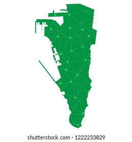 Map of Gibraltar from Polygonal wire frame low poly mesh,Gibraltar map Vector Illustration EPS10.