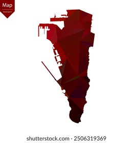Map of Gibraltar - Red Geometric Rumpled Triangular , Polygonal Design. Vector illustration eps 10.