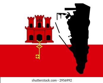 Karte von Gibraltar und ihre Flaggengrafik